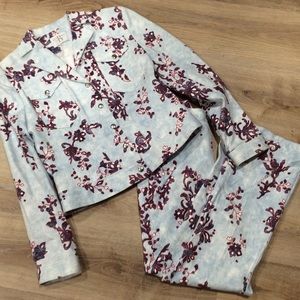 Bergamo Studio 2pc. Light Wash Denim Look Pant Set